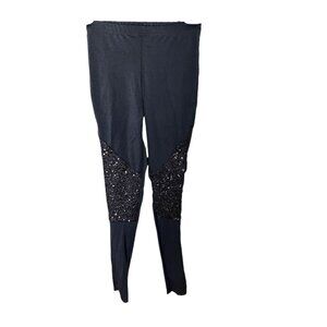 Black Sequin Dance Leggings MC Weissman Polyester & Spandex Stretchy Pants